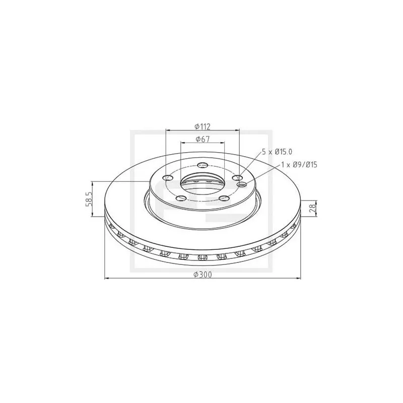 Jeu de 2 disques de frein avant PE Automotive 016.674-00A
