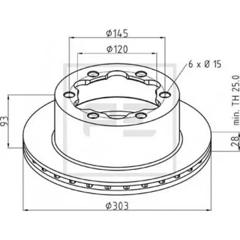 Jeu de 2 disques de frein avant PE Automotive 016.679-00A