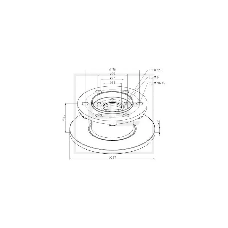 Jeu de 2 disques de frein avant PE Automotive 026.656-10A