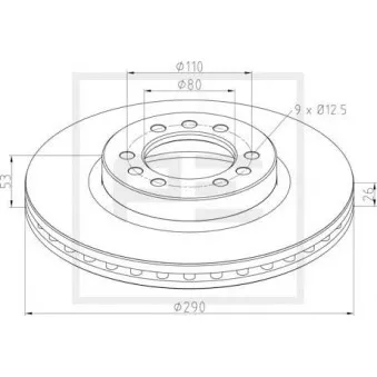 Jeu de 2 disques de frein avant PE Automotive 026.672-10A