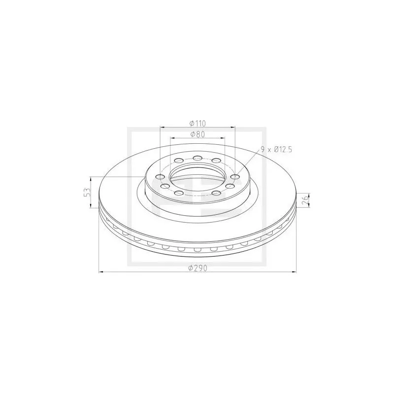 Jeu de 2 disques de frein avant PE Automotive 026.672-10A
