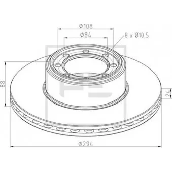 Jeu de 2 disques de frein avant PE Automotive 026.674-10A
