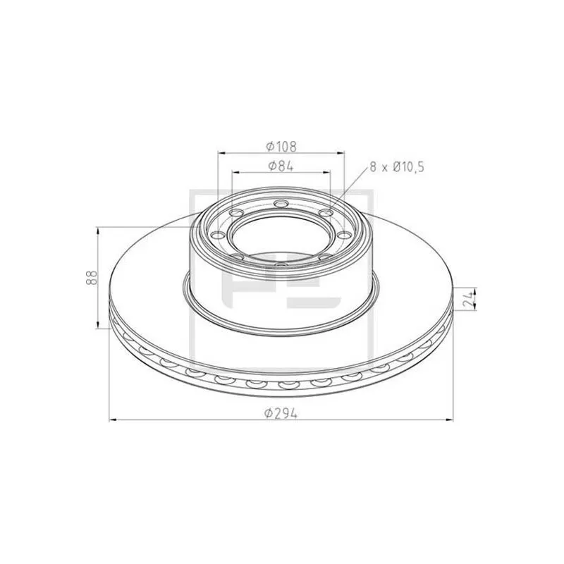 Jeu de 2 disques de frein avant PE Automotive 026.674-10A