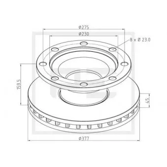 Jeu de 2 disques de frein avant PE Automotive 046.375-00A