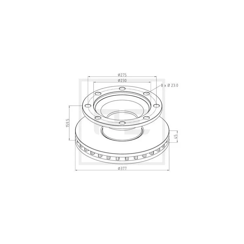 Jeu de 2 disques de frein avant PE Automotive 046.375-00A