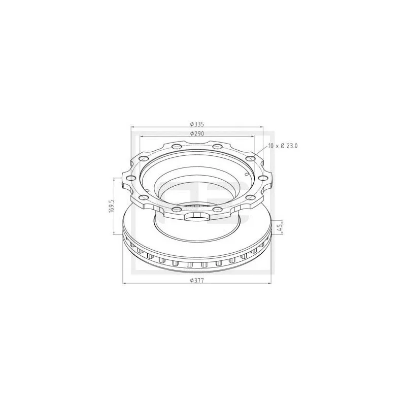 Jeu de 2 disques de frein avant PE Automotive 046.377-00A