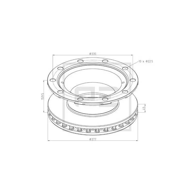 Jeu de 2 disques de frein avant PE Automotive 046.379-00A