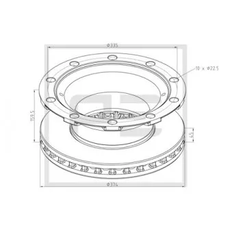 Jeu de 2 disques de frein avant PE Automotive 046.380-00A