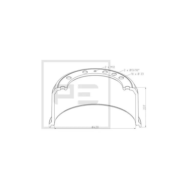 Tambour de frein PE Automotive 046.687-00A