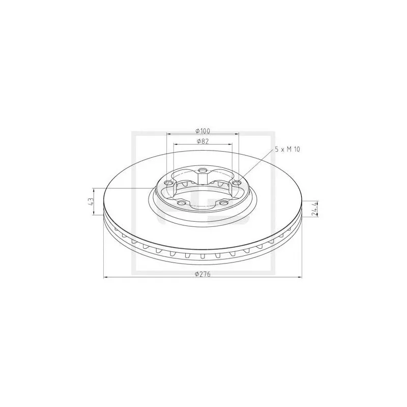 Jeu de 2 disques de frein avant PE Automotive 116.008-00A
