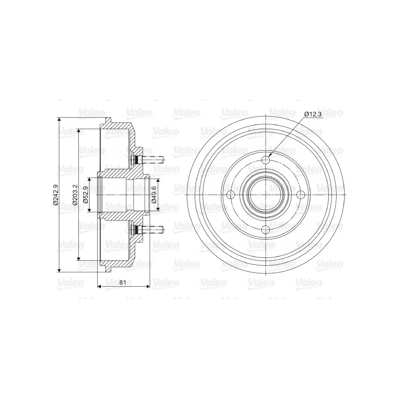 Tambour de frein VALEO 237012