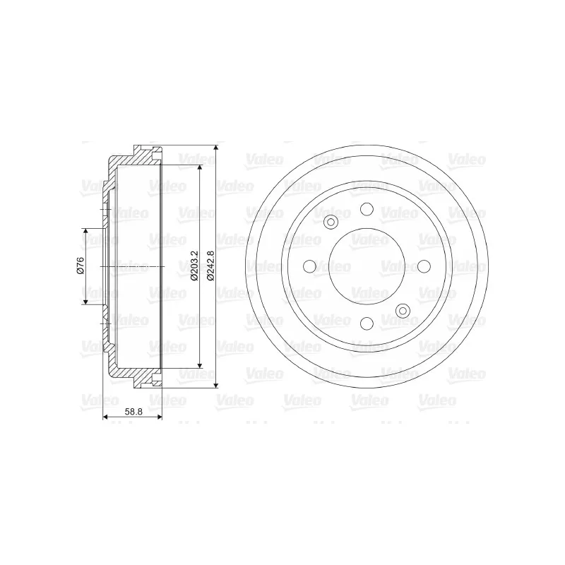 Tambour de frein VALEO 237055