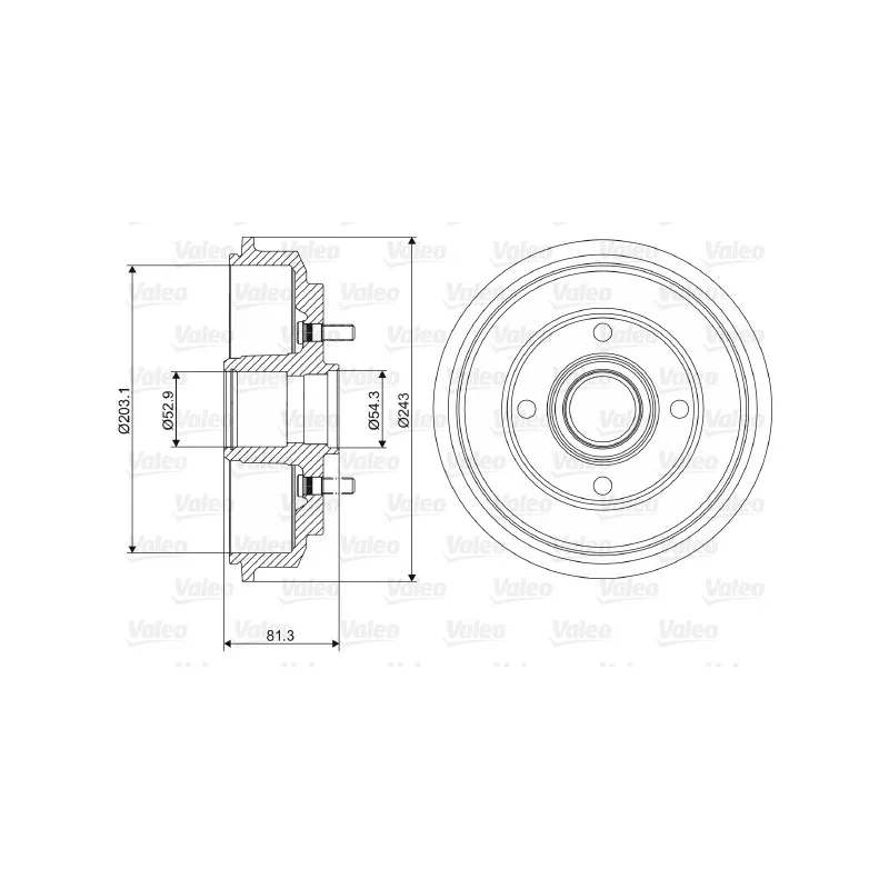 Tambour de frein VALEO 237088