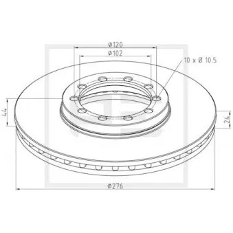 Jeu de 2 disques de frein avant PE Automotive 256.012-00A