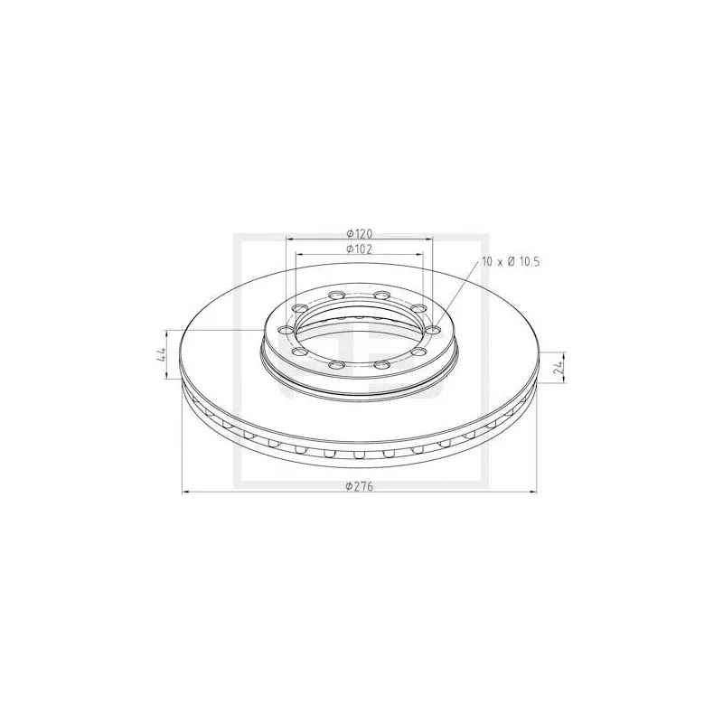 Jeu de 2 disques de frein avant PE Automotive 256.012-00A