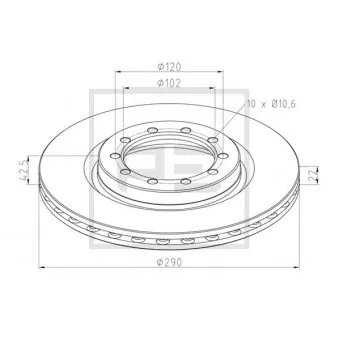 Jeu de 2 disques de frein avant PE Automotive 256.102-00A