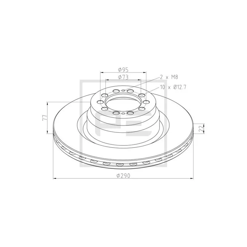 Jeu de 2 disques de frein avant PE Automotive 256.103-00A