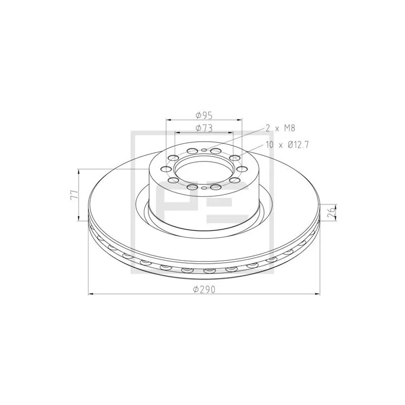 Jeu de 2 disques de frein avant PE Automotive 256.104-00A