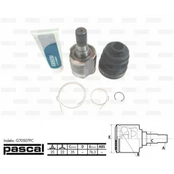 Embout de cardan avant (kit de réparation) PASCAL G70507PC