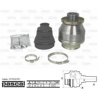 Jeu de joints, arbre de transmission avant gauche PASCAL G7W031PC