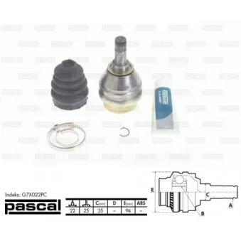 Embout de cardan avant (kit de réparation) PASCAL G7X022PC