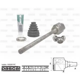 Jeu de joints, arbre de transmission avant droit PASCAL G82001PC