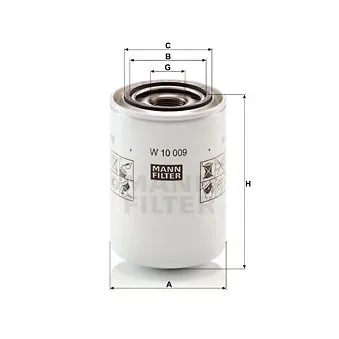 Filtre, système hydraulique de travail MANN-FILTER W 10 009