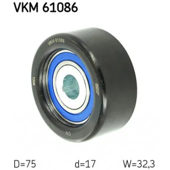 Poulie renvoi/transmission, courroie trapézoïdale à nervures SKF VKM 61086