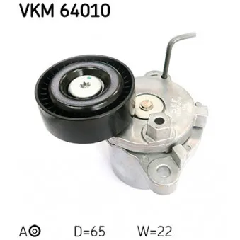 Poulie-tendeur, courroie trapézoïdale à nervures SKF VKM 64010