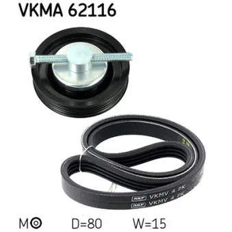 Jeu de courroies trapézoïdales à nervures SKF VKMA 62116