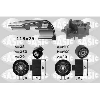 Pompe à eau + kit de courroie de distribution SASIC 3900039