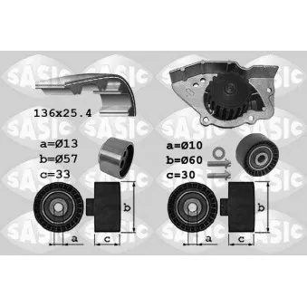 Pompe à eau + kit de courroie de distribution SASIC 3900041