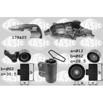 Pompe à eau + kit de courroie de distribution SASIC 3906094