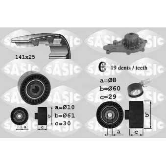 Pompe à eau + kit de courroie de distribution SASIC 3906097