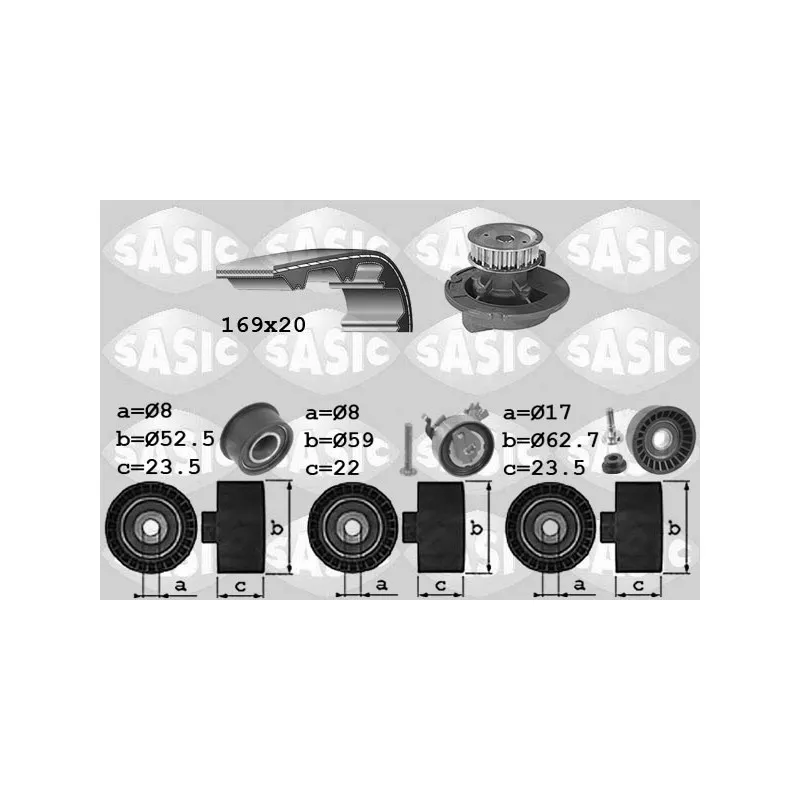 Pompe à eau + kit de courroie de distribution SASIC 3906099