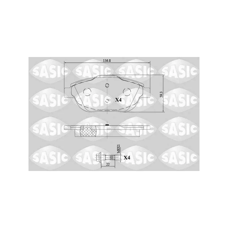Jeu de 4 plaquettes de frein avant SASIC 6210078