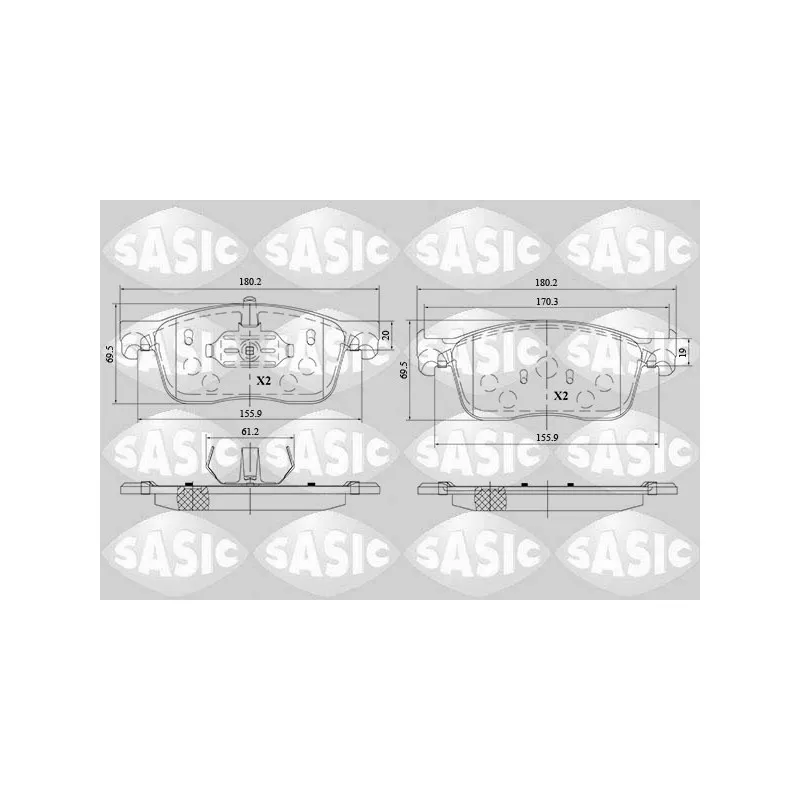Jeu de 4 plaquettes de frein avant SASIC 6210082