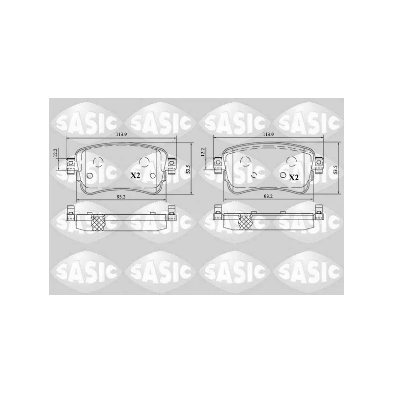 Jeu de 4 plaquettes de frein arrière SASIC 6210083