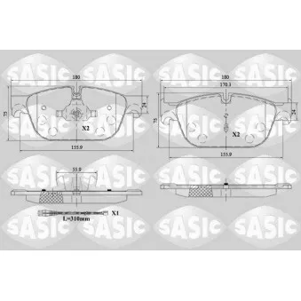 Jeu de 4 plaquettes de frein avant SASIC 6210085