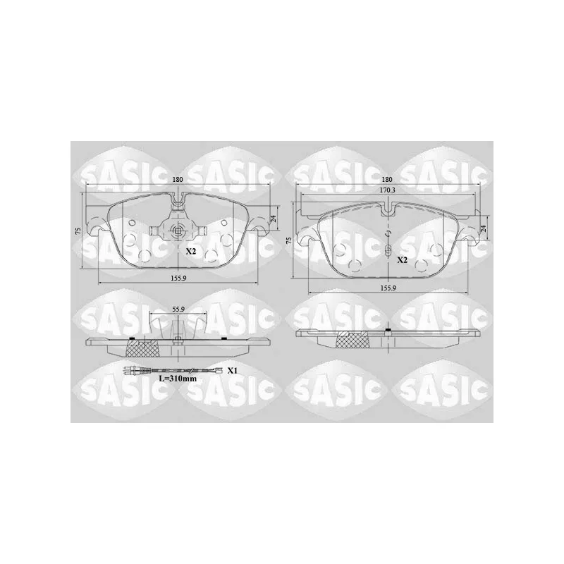 Jeu de 4 plaquettes de frein avant SASIC 6210085