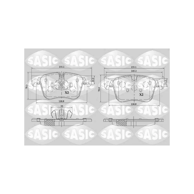 Jeu de 4 plaquettes de frein avant SASIC 6210086