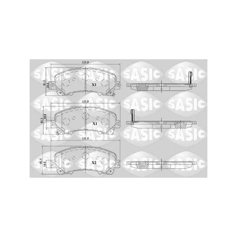 Jeu de 4 plaquettes de frein avant SASIC 6214040