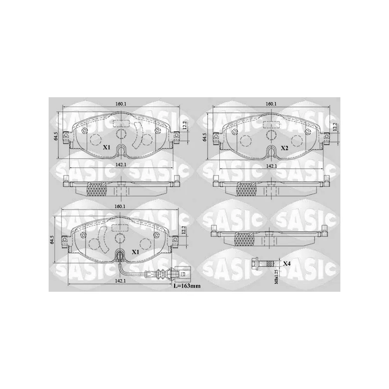 Jeu de 4 plaquettes de frein avant SASIC 6216154