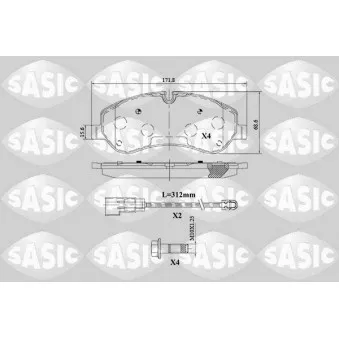 Jeu de 4 plaquettes de frein avant SASIC 6216155