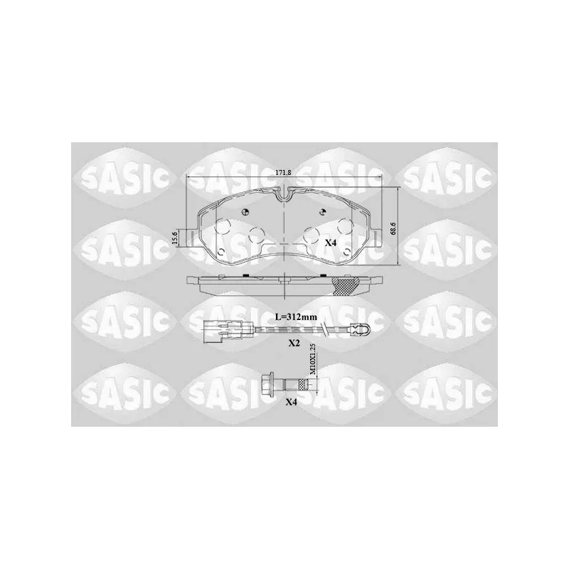 Jeu de 4 plaquettes de frein avant SASIC 6216155