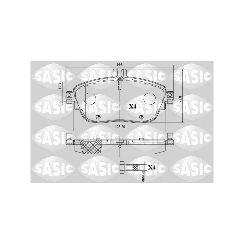 Jeu de 4 plaquettes de frein avant SASIC 6216158