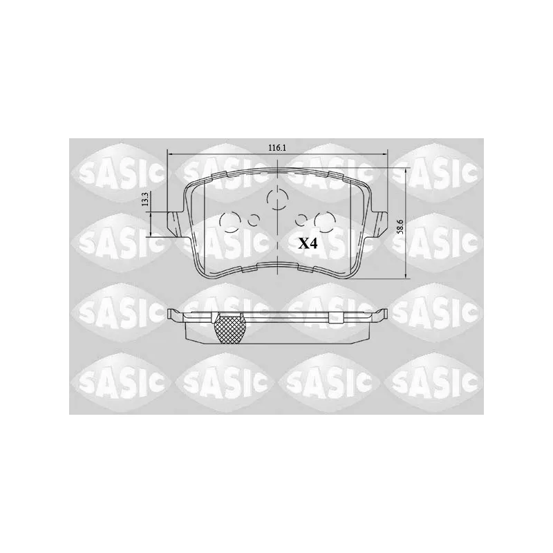 Jeu de 4 plaquettes de frein arrière SASIC 6216159