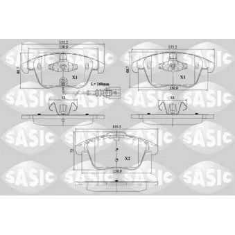 Jeu de 4 plaquettes de frein avant SASIC 6216162