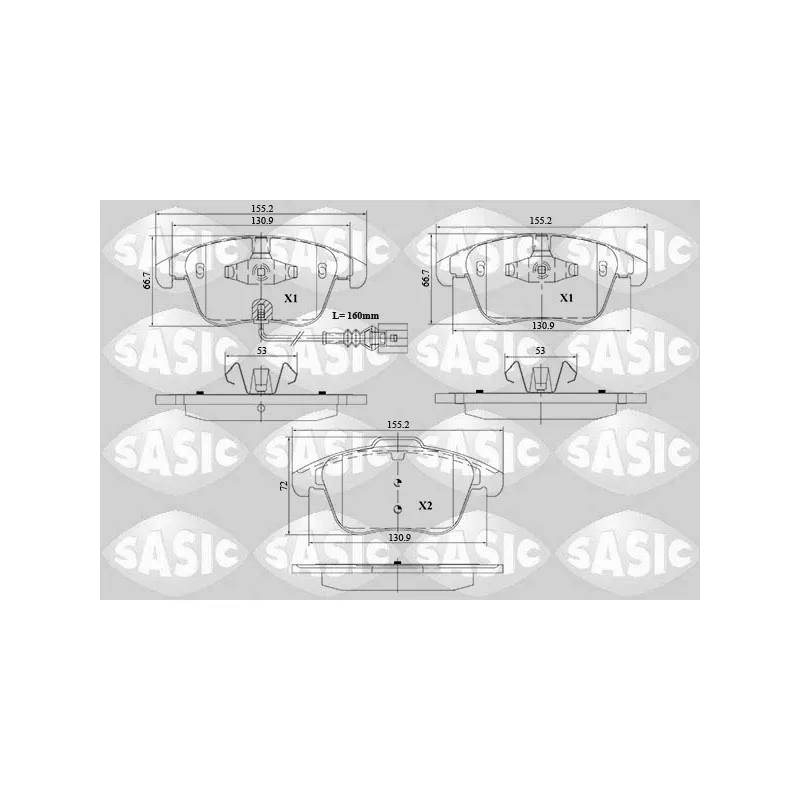 Jeu de 4 plaquettes de frein avant SASIC 6216162