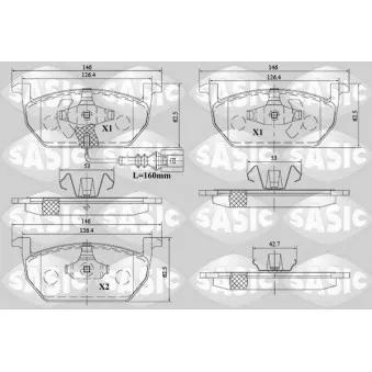 Jeu de 4 plaquettes de frein avant SASIC 6216164
